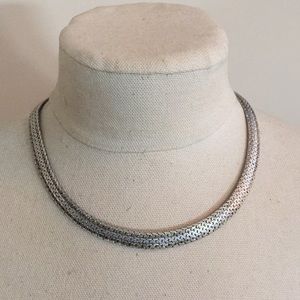 Sterling silver tri color collar necklace